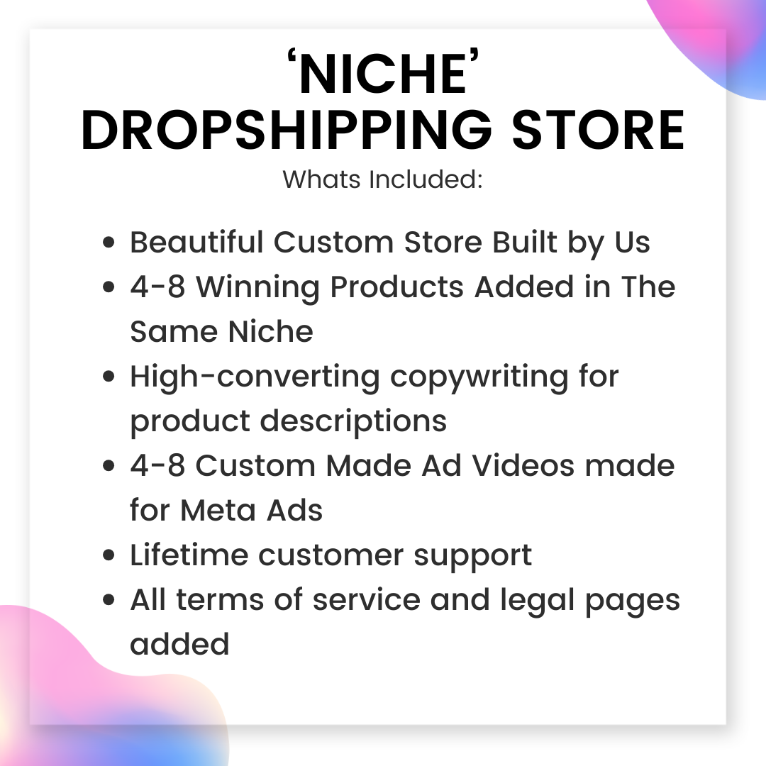 'Niche' Shopify Dropshipping Store